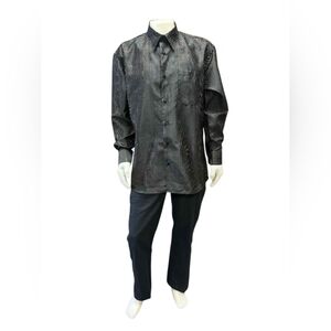 Leonardi Italy Button Down Longsleeve Black/Gold Size XL EUC